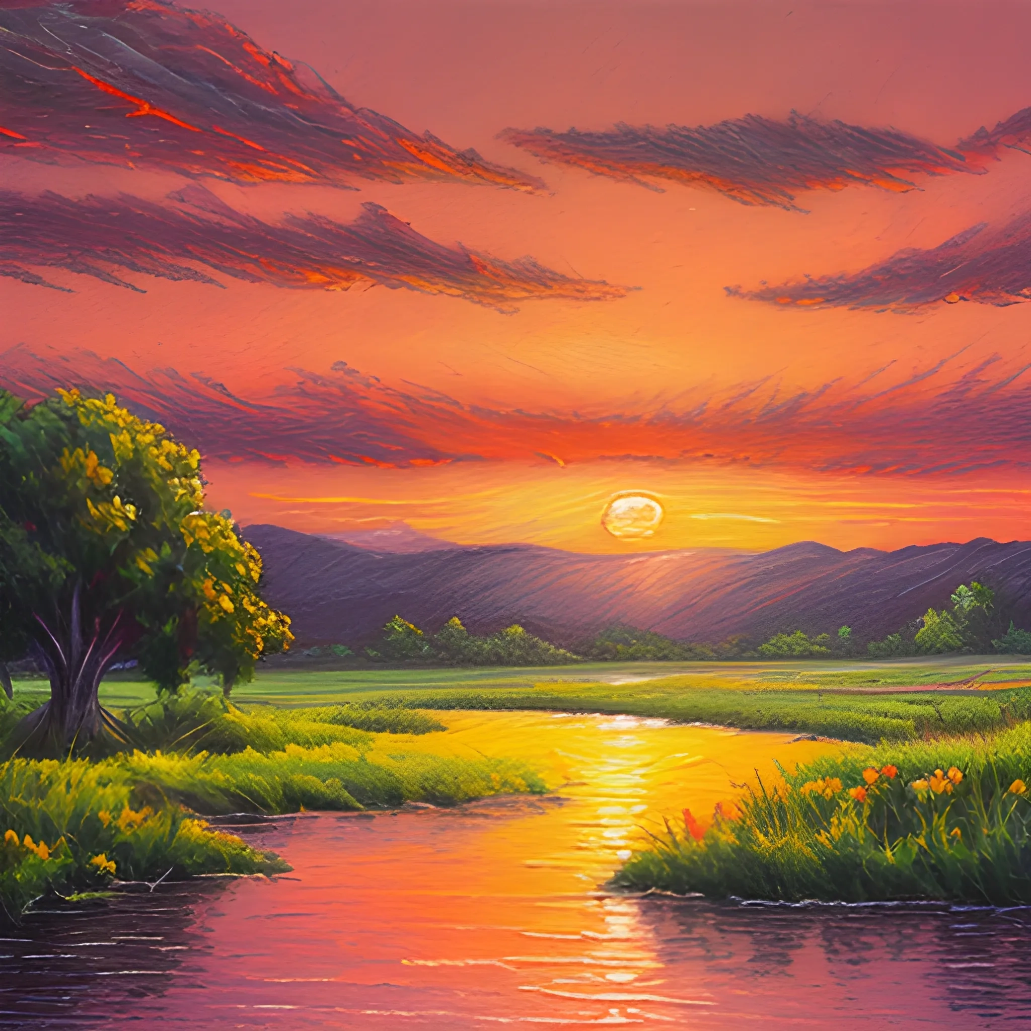 The artistry behind sunset landscape prints that blend nature with wood grain aesthetics