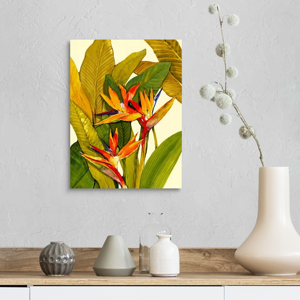Tropical Bird Of Paradise Wall Art, Canvas Prints, Framed Prints, Wall ... for "Row Of Beautiful Palms Under Magenta Sky" Wall Art Landscape, 1 Panel