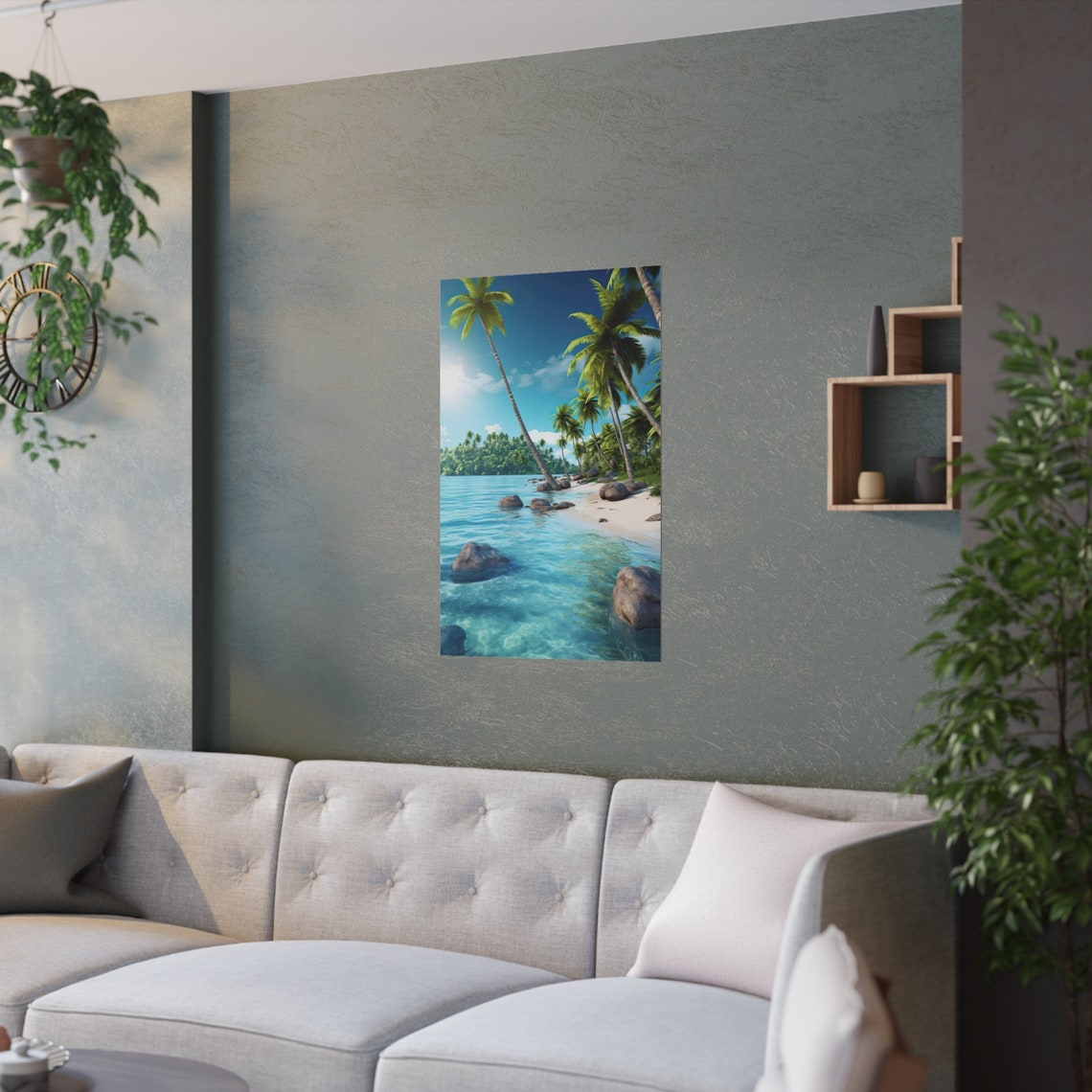 Tropical Paradise, Wall Art, Poster Print, Ai Art, Satin Poster ... intended for Understanding the Artistic Elements of Tropical Paradise Wall Art