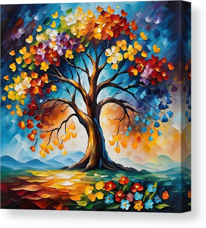 Vibrant Canvas Print Featuring The Digital Art Arbol De La Vida By ... throughout Abstract Digital Art Canvas Prints Using Storage Tree Structures