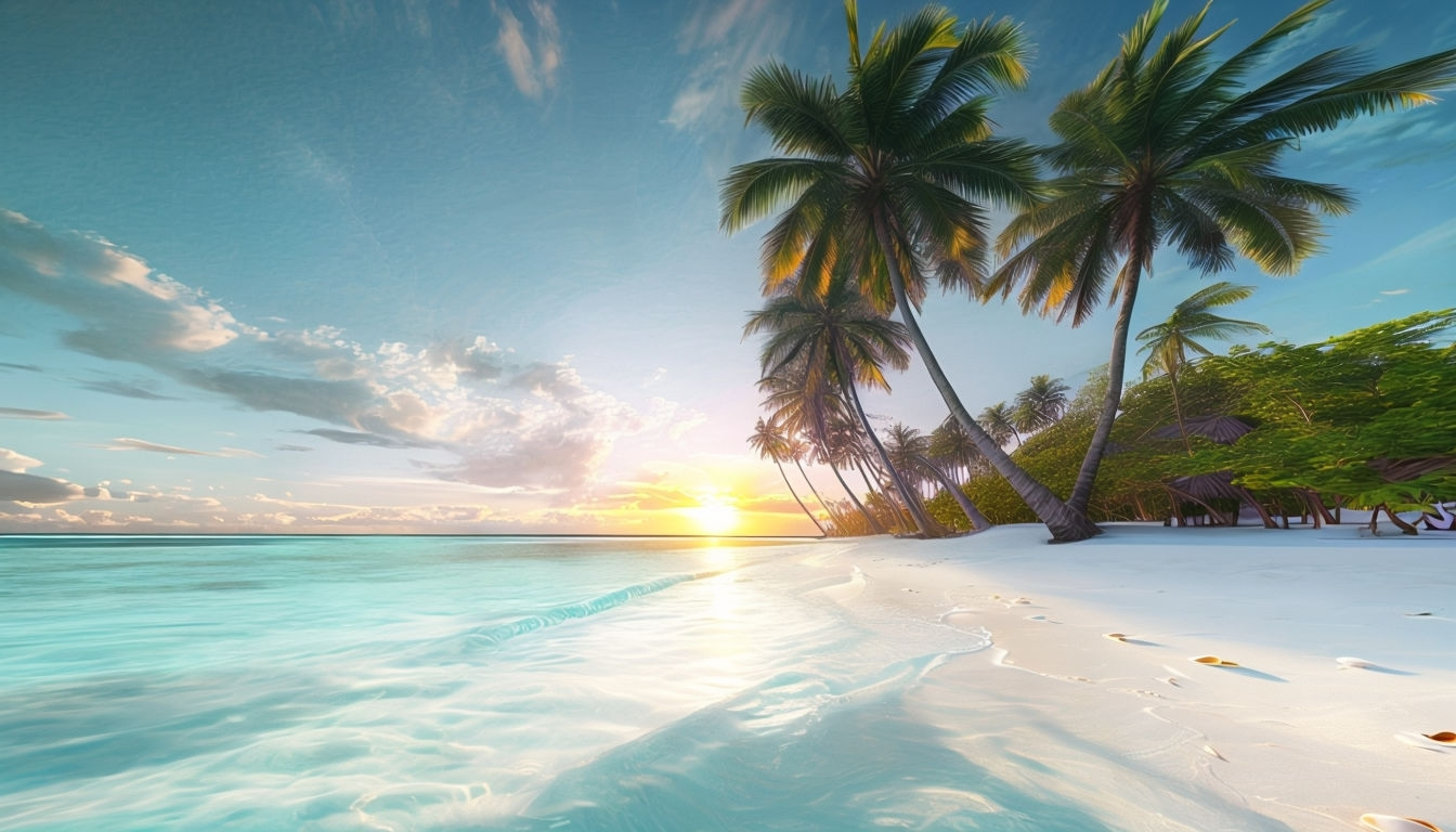 Vibrant Surreal Tropical Beach Sunset Digital Art Mobile Wallpaper ... for "Dark Tropical Sand Beach At Sunset" Modern Seascape Wall Art, 4 Panels