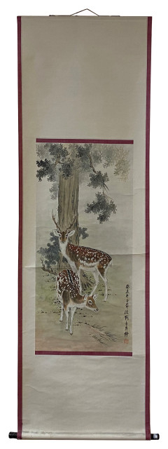 Exploring the Artistic Legacy of Vintage Chinese Double Deer Scroll Paintings